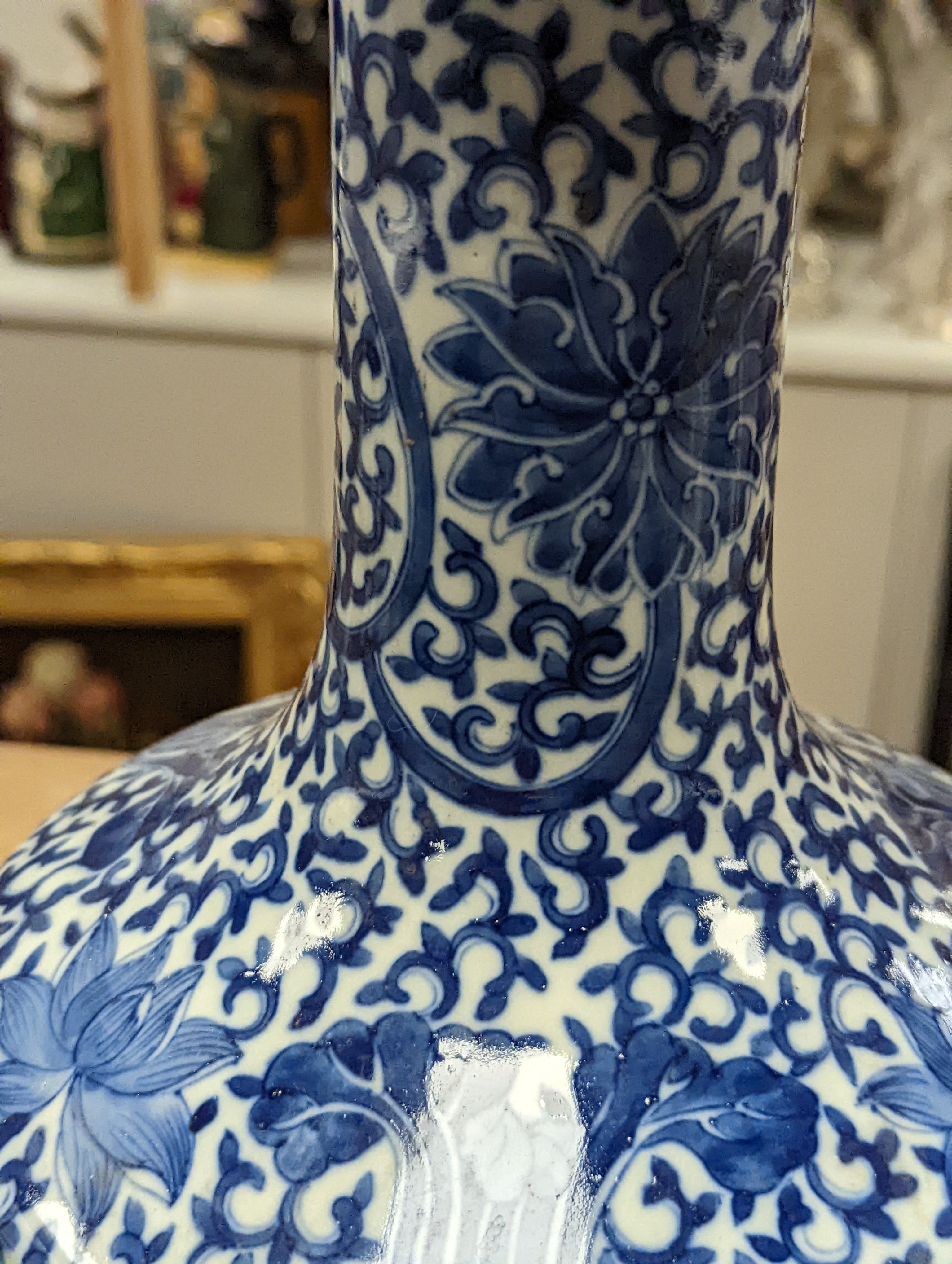 A Chinese blue and white bottle vase, 36cm
